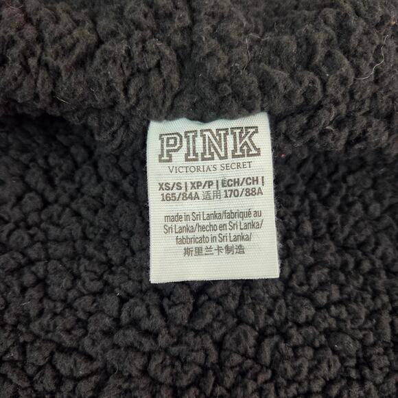 Pink Victoria's Secret XS Fleece Lined Zip Up Hooded Jacket Pink/Blue - Picture 3 of 11